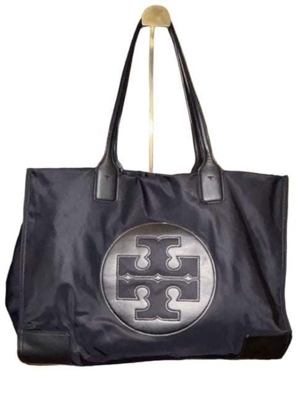 Tory Burch Black Nylon & Leather Logo Tote Bag